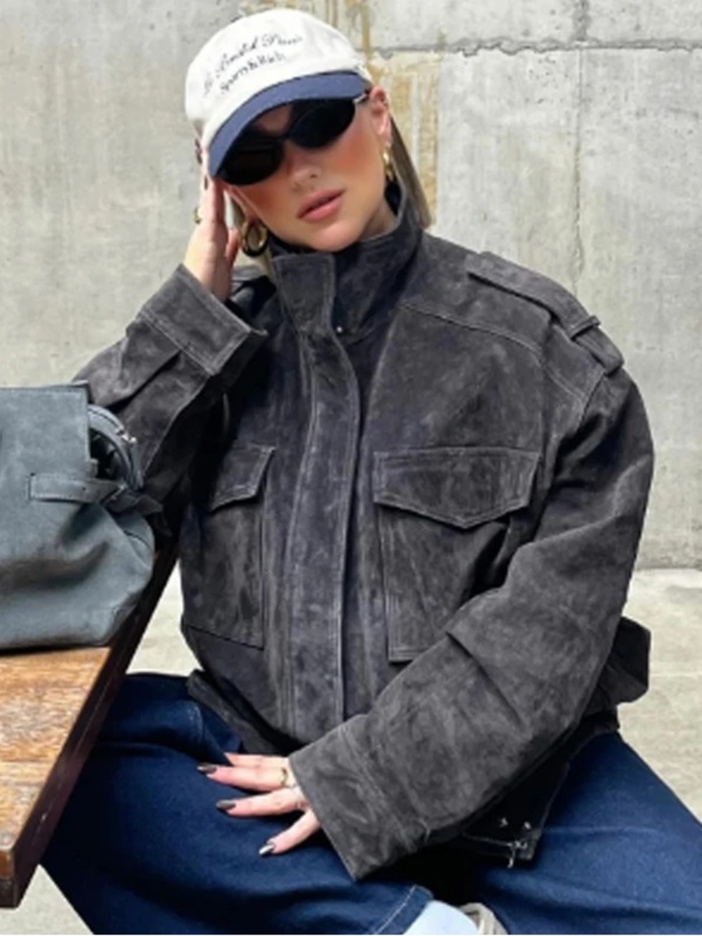 Zara 100% Suede Leather Pocket Jacket NWT
